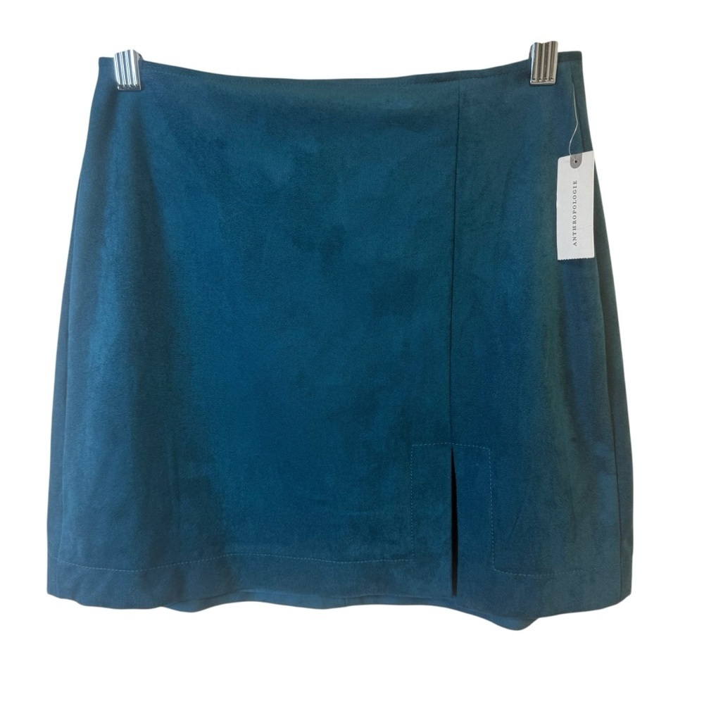 Anthropologie Maeve Turquoise Faux Suede Mini Skirt Size 0 NWT‎